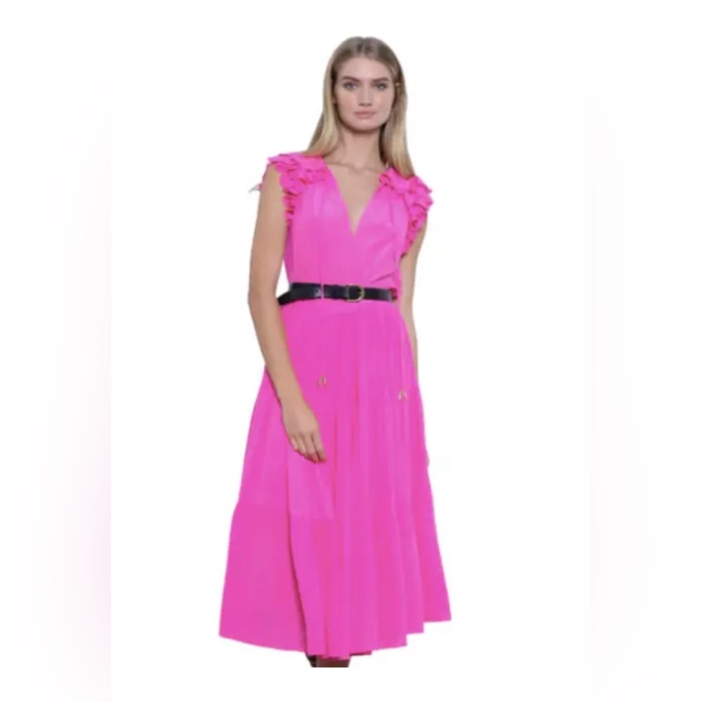 Karina Grimaldi Sabrina Vibrant Pink Sleeveless Silk Dress XS - Picture 4 of 14